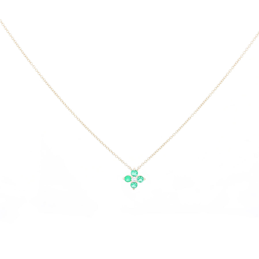 Mini Emerald Four Leaf Clover Necklace