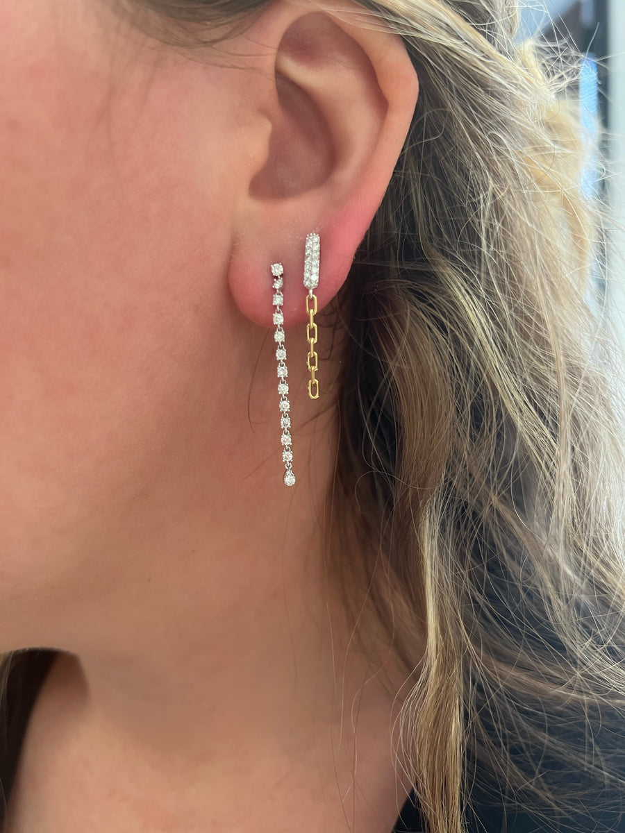 Elongated Diamond Drop Earrings