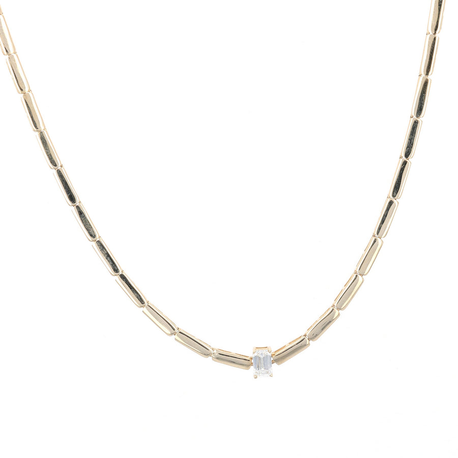 Gold Section Choker with Diamond Solitaire