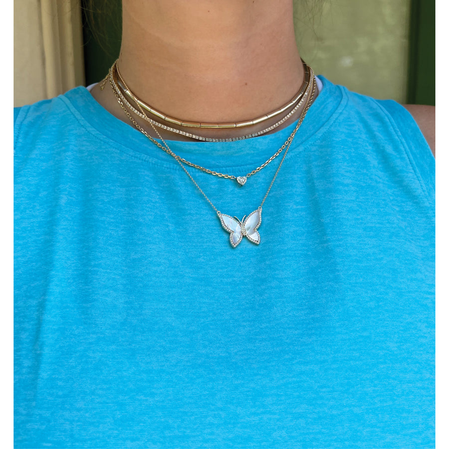 Large Mother of Pearl Butterfly Necklace