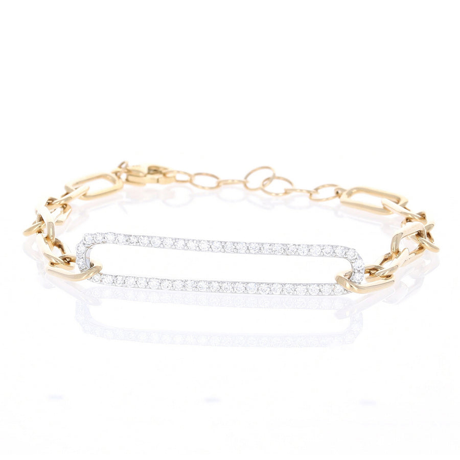 Paperclip Chain Bracelet with Large Diamond Link