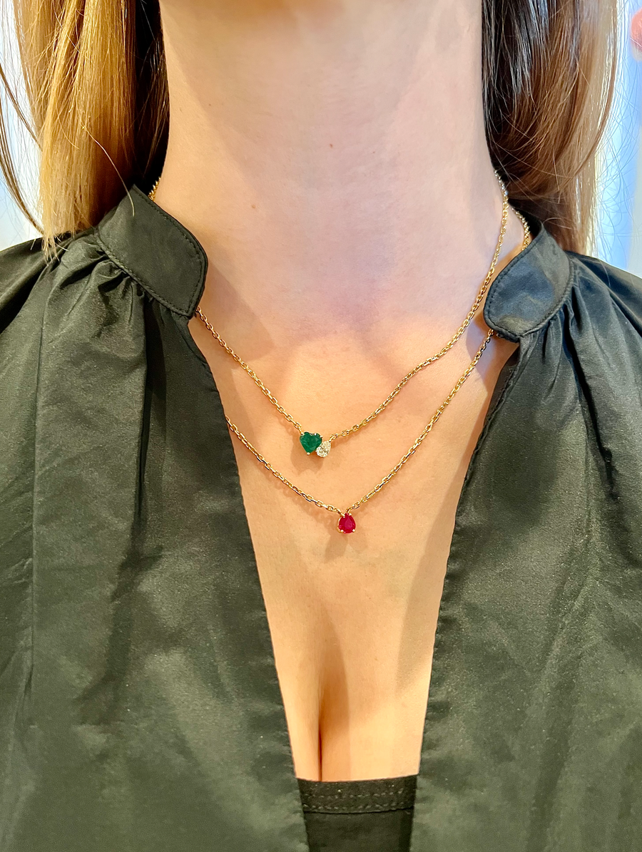 Ruby Solitaire Floating Necklace