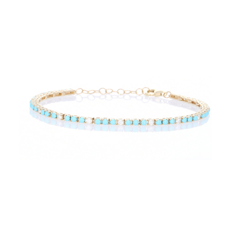 Turquoise and Diamond Tennis Bracelet