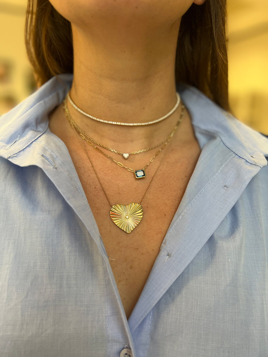 Large Ridged Heart Necklace